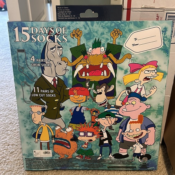 NIB Nickelodeon 15 Days of Socks MEN’S Size 6-12 Christmas Countdown CrewLow Cut - Picture 4 of 5
